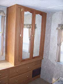 372 PARK TRAILER LARGE CLOSET AND DRESSER IN BEDROOM